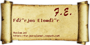 Fürjes Elemér névjegykártya